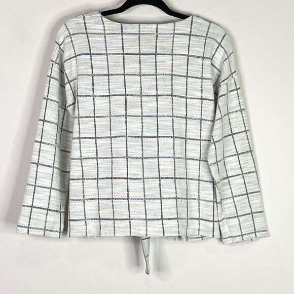 Madewell Windowpane Tie Front Sweater Top Women's Size Small - Picture 8 of 9